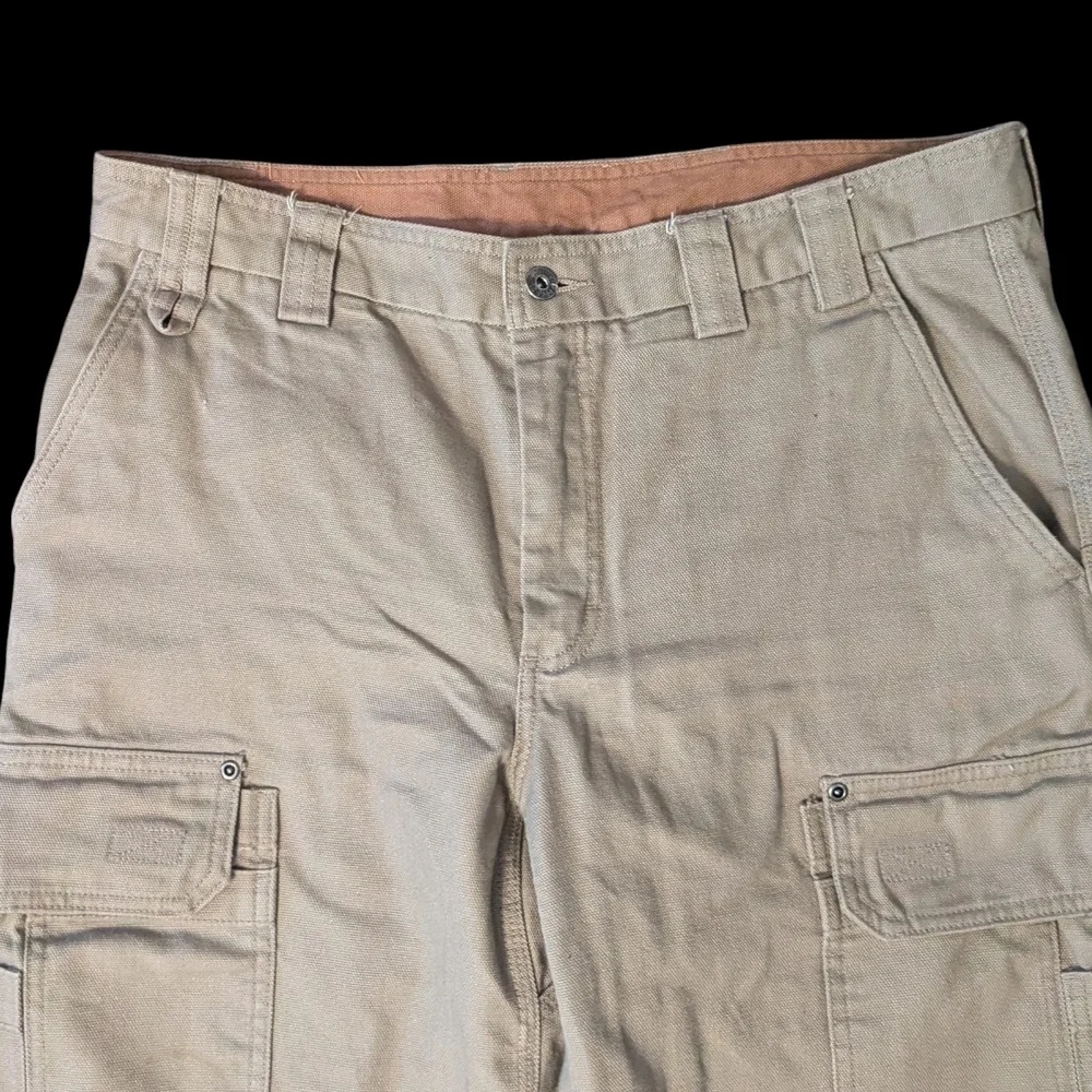 Duluth Dessert Khaki Tan Fire Hose Relaxed Fit Cotton Cargo Pants Men's 36x34
